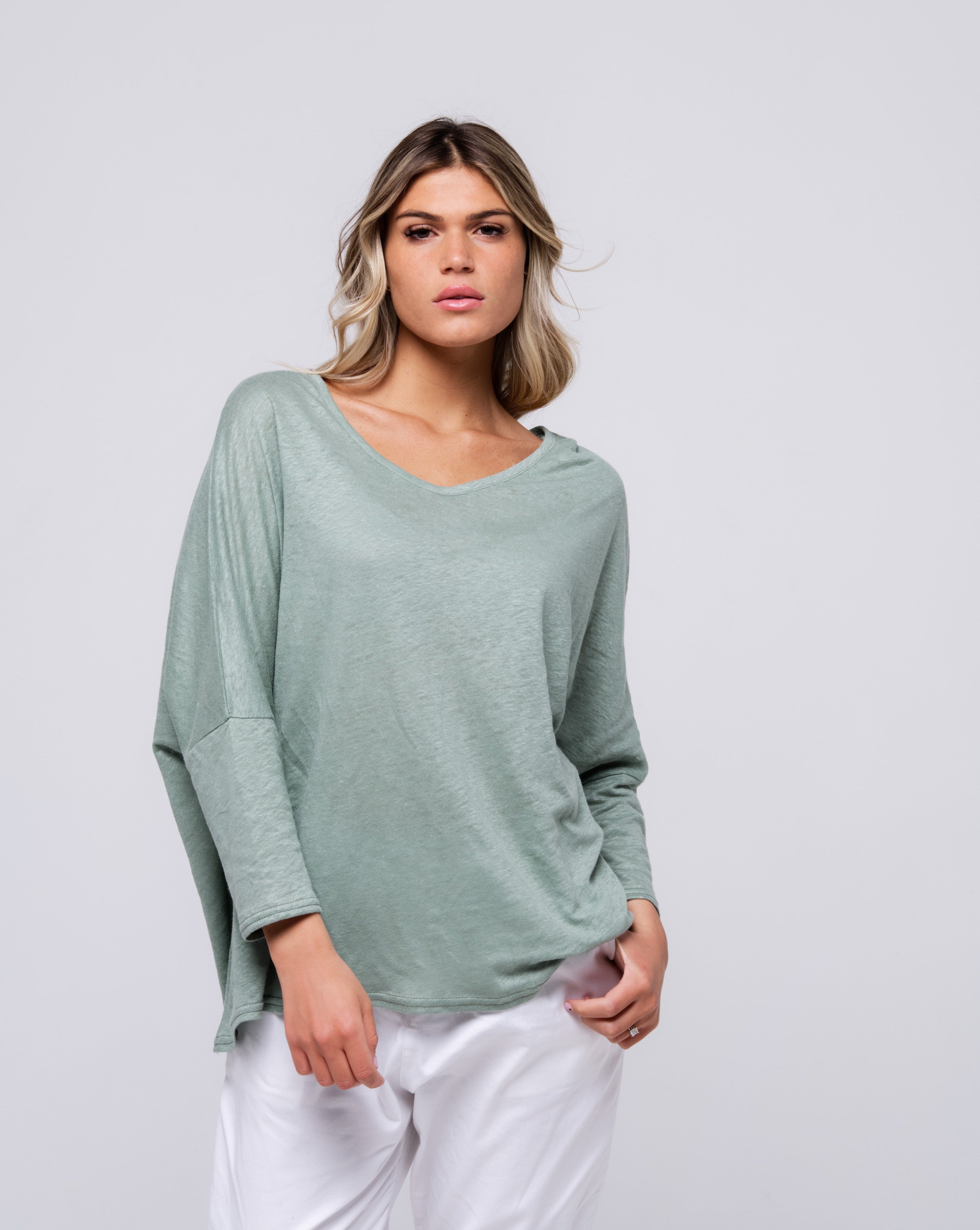 Haut 100% lin tilleul uni